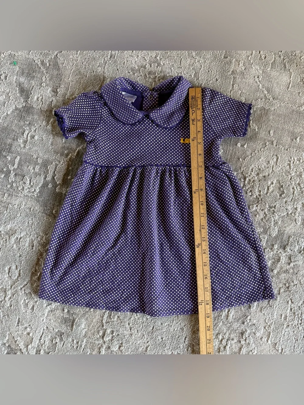 Two feet ahead girls LSU Polka Dot Purple Baby Dress with Peter Pan Collar 4T